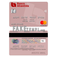 Honduras Banco Atlantida fake mastercard photoshop template PSD