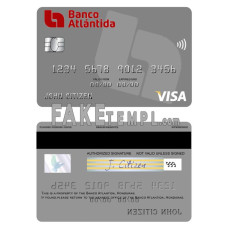 Honduras Banco Atlantida fake visa card photoshop template PSD