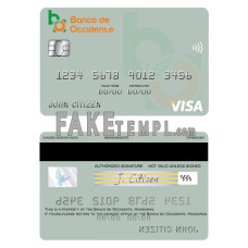 Honduras Banco de Occidente fake visa card photoshop template PSD