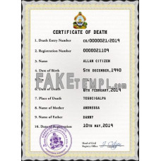 Honduras fake death certificate photoshop template PSD 