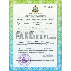 Honduras fake vital record birth certificate photoshop template PSD 