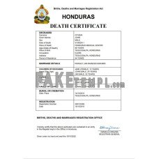 Honduras vital record fake death certificate Word and PDF template