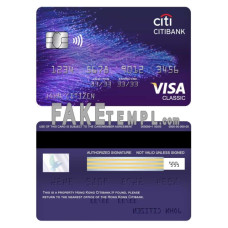 Hong Kong Citibank fake visa classic card photoshop template PSD