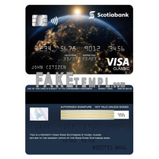 Hong Kong Scotiabank fake visa classic card photoshop template PSD