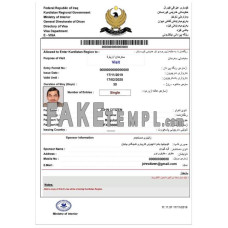 Iraq fake e-visa Word and PDF template