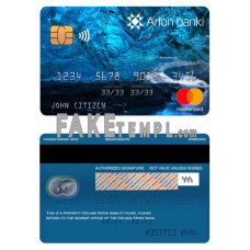 Iceland Arion bank fake mastercard photoshop template PSD