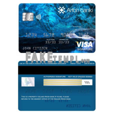 Iceland Arion bank fake visa signature card photoshop template PSD