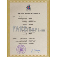 Iceland fake marriage certificate photoshop template PSD 