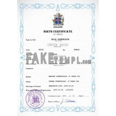 Iceland fake vital record birth certificate photoshop template PSD 