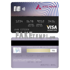 India Axis bank fake visa signature card photoshop template PSD