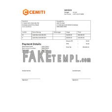 India Cemiti sports electronic community fake Invoice Word and PDF template