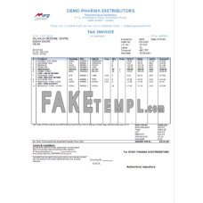 India Demo Pharma Distributor medicine consultancy services fake Invoice Word and PDF template