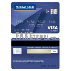 India Federal bank fake visa classic card photoshop template PSD