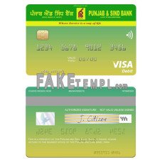 India Punjab and Sind Bank fake visa card photoshop template PSD