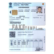 India Union fake driving license photoshop template PSD