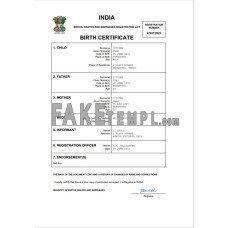 India vital record fake birth certificate Word and PDF template