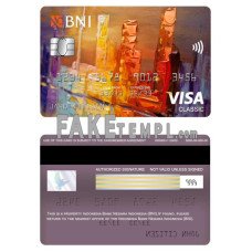 Indonesia bank Negara Indonesia (BNI) bank fake visa classic card photoshop template PSD