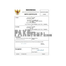 Indonesia fake birth certificate Word and PDF template