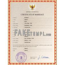 Indonesia fake marriage certificate photoshop template PSD 