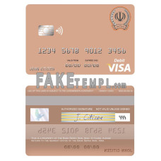 Iran Sepah bank fake visa card photoshop template PSD