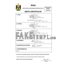 Iraq fake birth certificate Word and PDF template