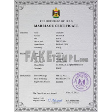 Iraq fake marriage certificate photoshop template PSD 