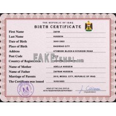 Iraq fake vital record birth certificate photoshop template PSD 