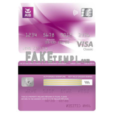 Ireland AIB bank fake visa classic card photoshop template PSD