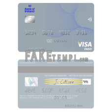 Ireland Bank of Ireland fake visa card photoshop template PSD