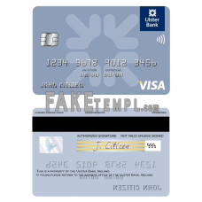 Ireland Ulster Bank Ireland fake visa card photoshop template PSD