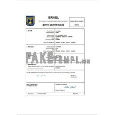 Israel vital record fake birth certificate Word and PDF template