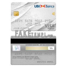 Italy UBI bank fake visa platinum card photoshop template PSD