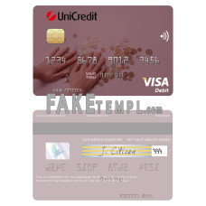 Italy UniCredit Bank fake visa card photoshop template PSD