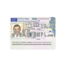 Italy fake Schengen visa photoshop template PSD, version 2