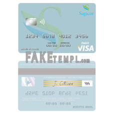 Jamaica Sagicor Bank fake visa card photoshop template PSD