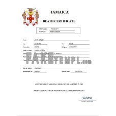 Jamaica vital record fake death certificate Word and PDF template