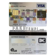 Japan MUFG bank fake visa card photoshop template PSD