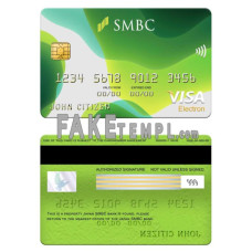 Japan Sumitomo Mitsui Banking Corporation (SMBC) bank fake visa electron card photoshop template PSD