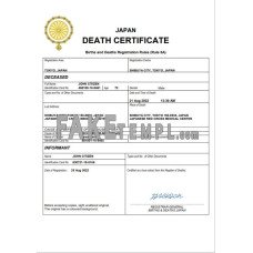 Japan fake death certificate Word and PDF template