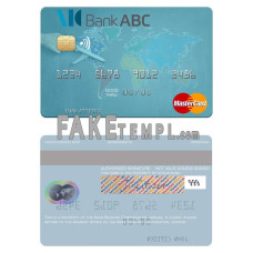 Jordan Arab Banking Corporation (ABC) fake mastercard photoshop template PSD