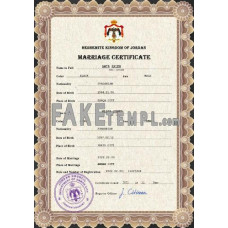 Jordan fake marriage certificate photoshop template PSD 