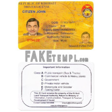 Kiribati fake driving license photoshop template PSD