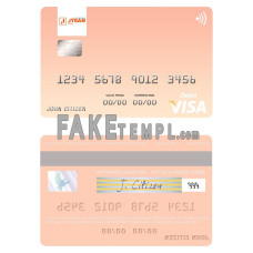 Kazakhstan First Heartland Jýsan Bank fake visa card photoshop template PSD