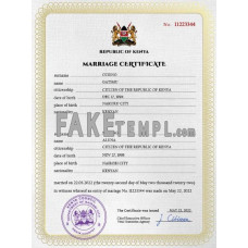 Kenya fake marriage certificate photoshop template PSD 