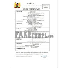 Kenya vital record fake death certificate Word and PDF template