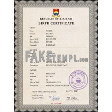 Kiribati fake vital record birth certificate photoshop template PSD 