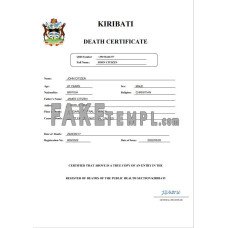 Kiribati vital record fake death certificate Word and PDF template