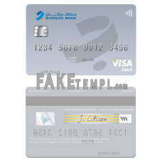 Kuwait Burgan Bank fake visa card photoshop template PSD