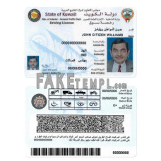 Kuwait fake driving license photoshop template PSD