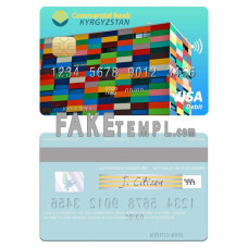 Kyrgyzstan Commercial Bank fake visa card photoshop template PSD